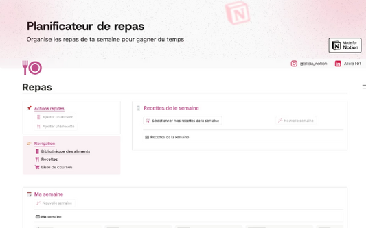 Template Notion – Planificateur de repas