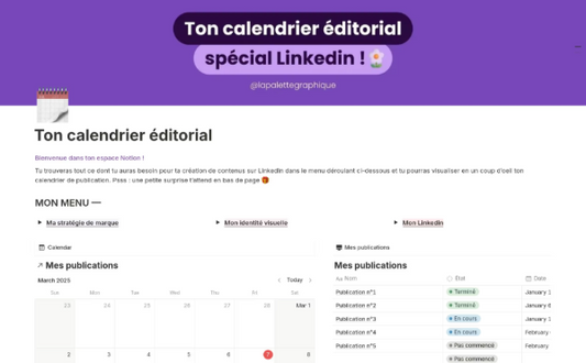 Template Notion – Ton calendrier éditorial LinkedIn