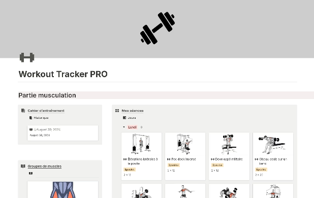 Template Notion – Fitness planner et musculation