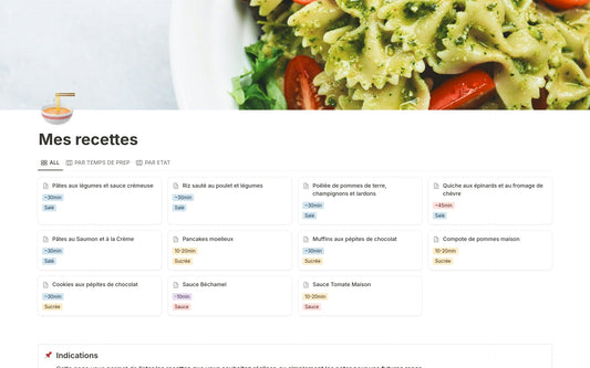 Template Notion – Livre de recettes (avec Notion AI)
