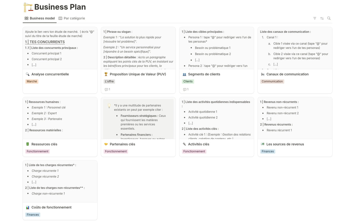 Template Notion – Business Plan