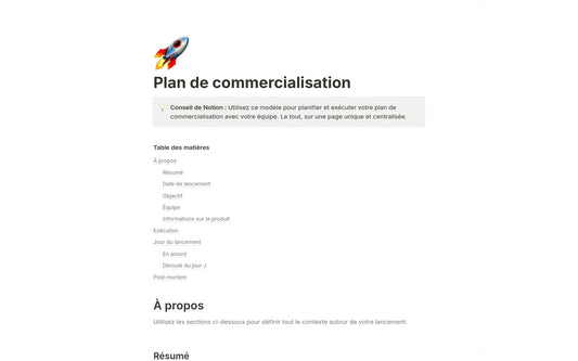 Template Notion – Plan de commercialisation