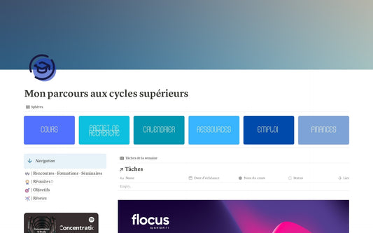 Template Notion – Mon parcours aux cycles supérieurs