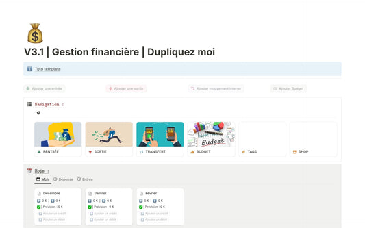 Template Notion – V3.1 | Gestion financière | Dupliquez moi