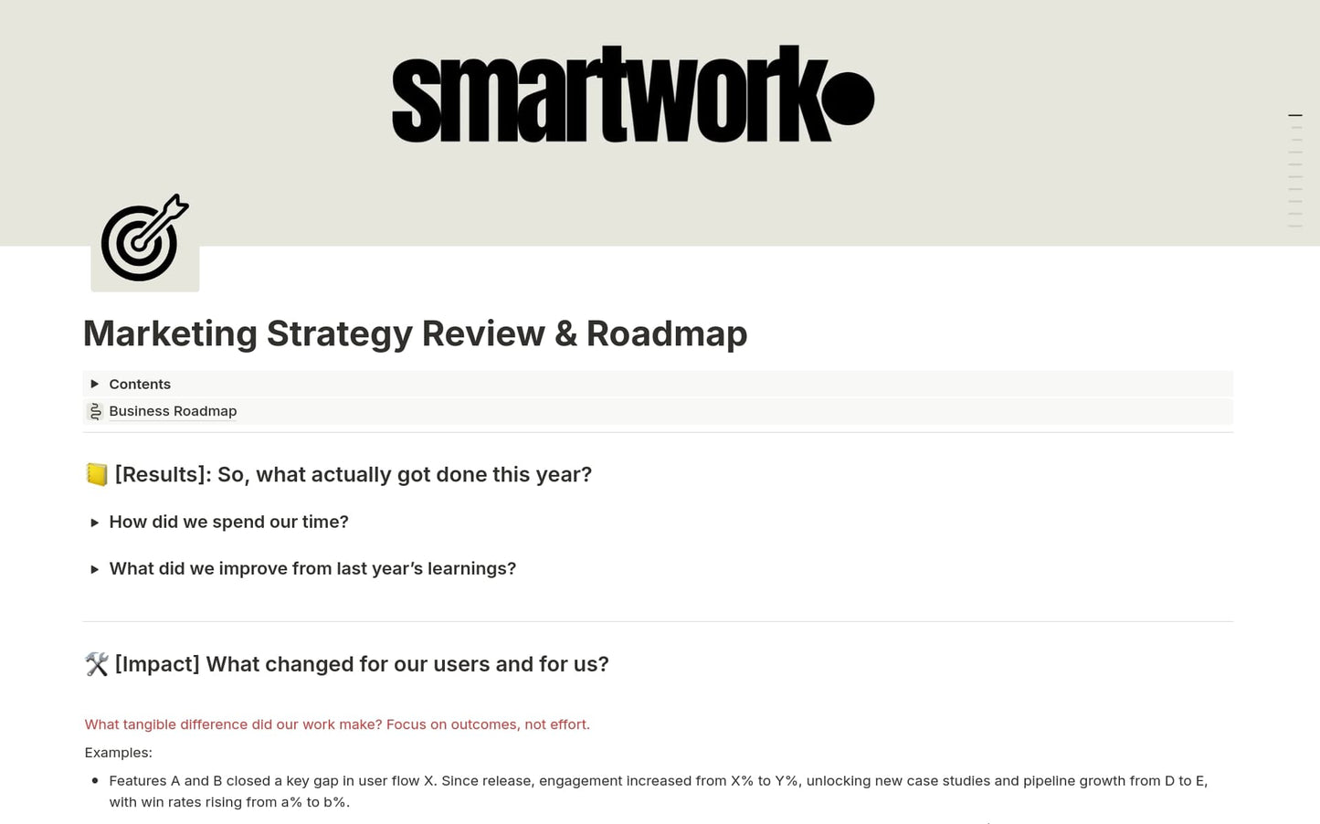 Template Notion – Marketing Strategy Review & Roadmap