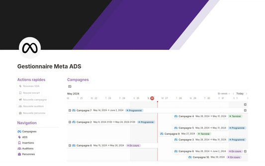 Template Notion – Gestionnaire Meta ADS
