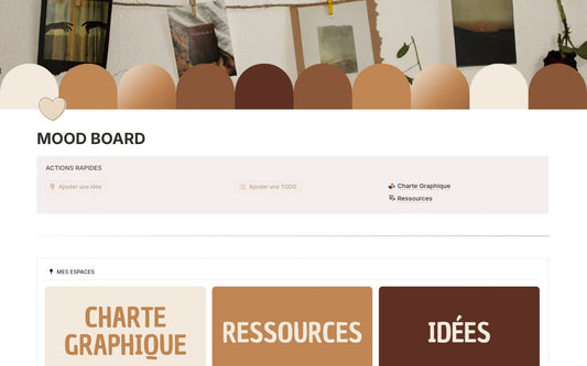 Template Notion – MOOD BOARD Charte Graphique Réseaux Sociaux