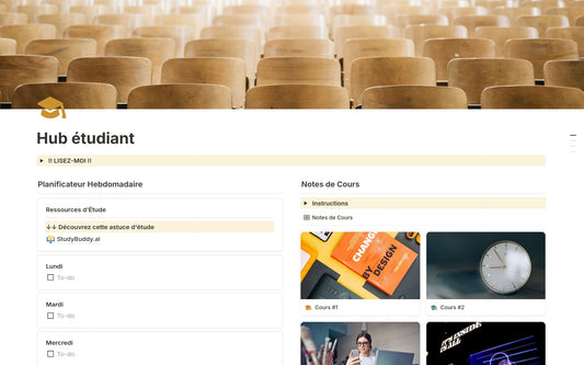 Template Notion – Université : Accueil