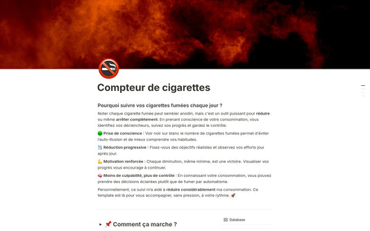 Template Notion – Compteur de cigarettes
