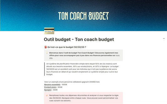 Template Notion – Outil budget – Ton coach budget