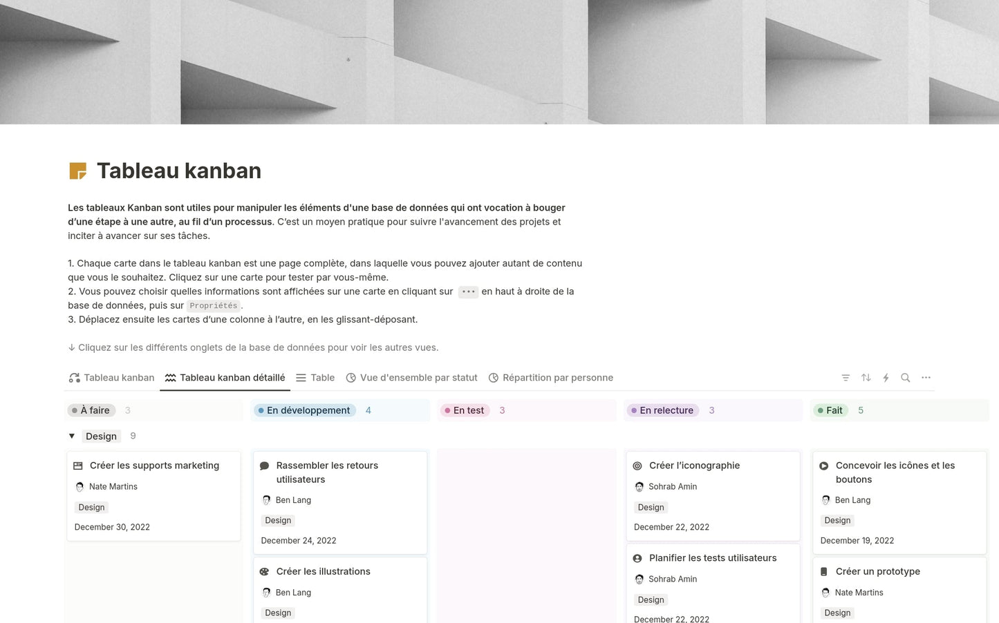 Template Notion – Tableau Kanban