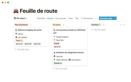 Template Notion – Feuille de route