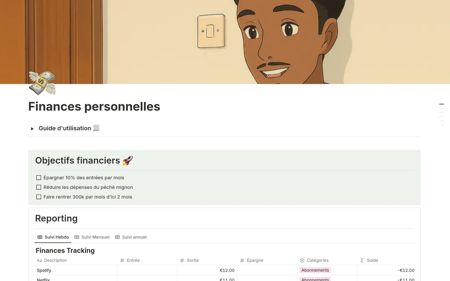 Template Notion – Finances personnelles