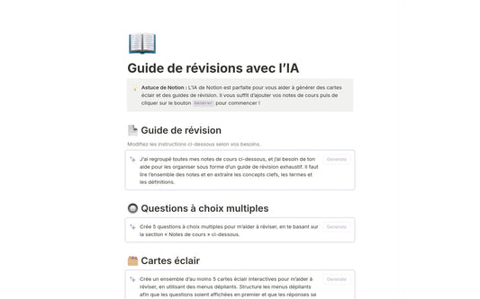 Template Notion – Guide de révisions avec l’IA