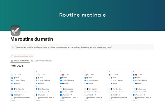 Template Notion – Ma routine matinale