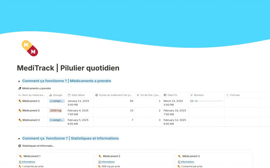 Template Notion – MediTrack | Pilulier quotidien