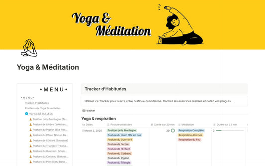 Template Notion – Yoga & Méditation