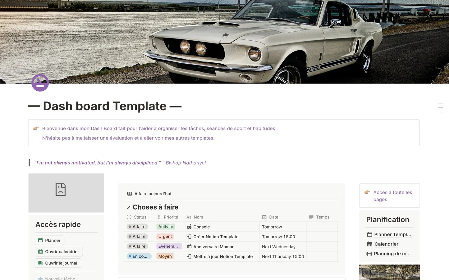 Template Notion – Dash board Template